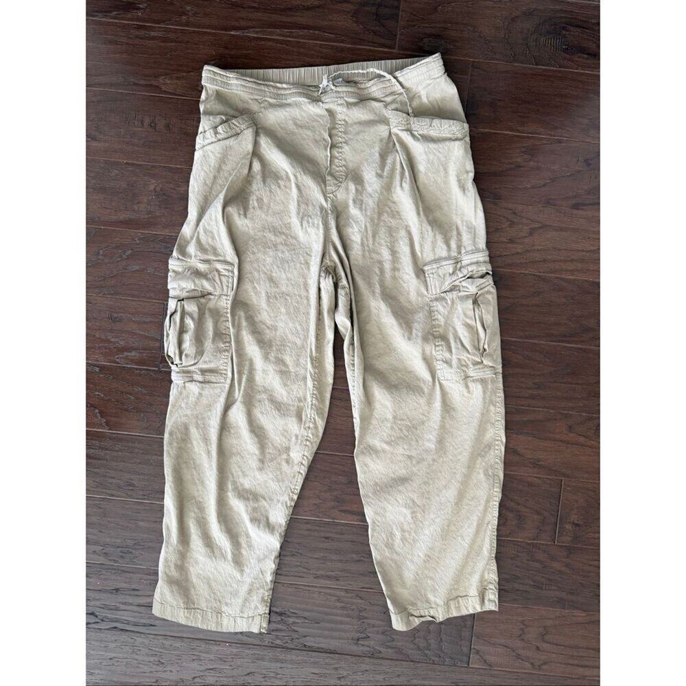 Athleta Tan Linen Blend Cargo Pants Large